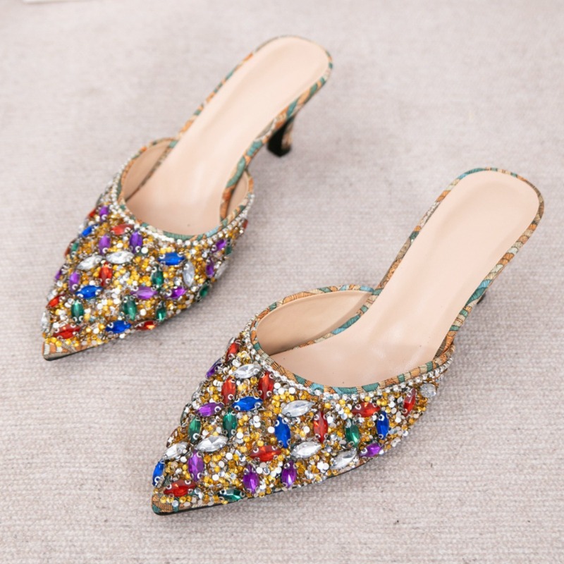 Kitten Heel Women - Sandal Hak Kitten Mewah Berhias Rhinestone