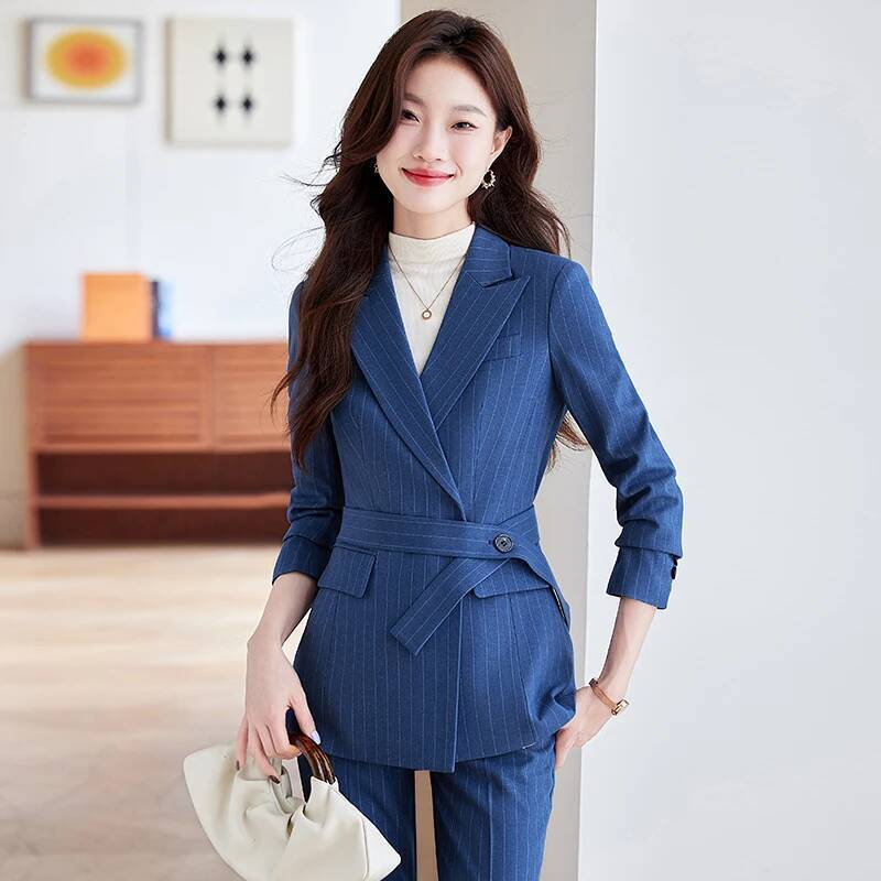Women'S Formal Wear Pantsuits - Setelan Celana Formal Bergaris Elegan dari