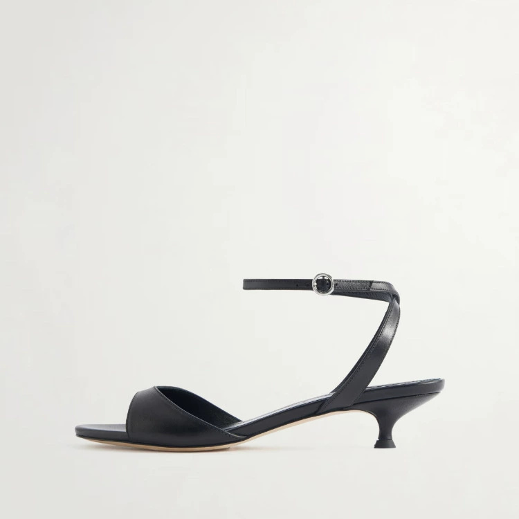 Kitten Heel Women - Sandal Wanita Kulit Minimalis dengan Tali
