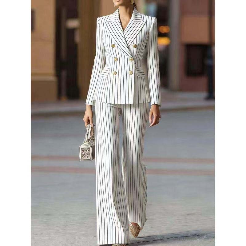 Women Formal Wear Business - Setelan Celana Musim Gugur Wanita Bergaris