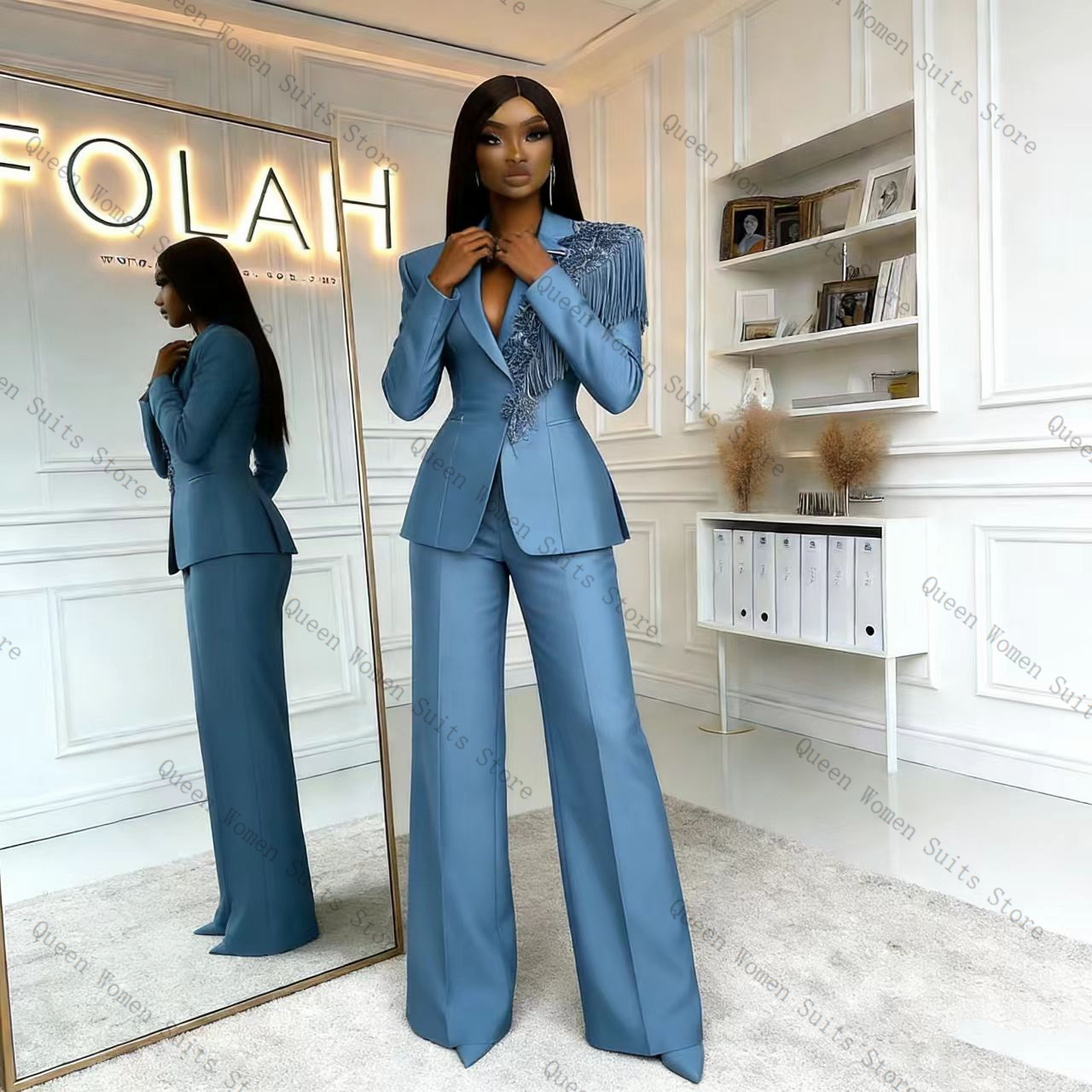 Setelan Celana Wanita Biru Rum - Women'S Formal Wear For A Wedding ulasan dan harga