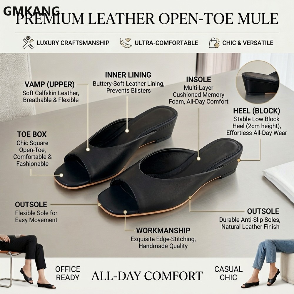 Sandal Slip On Wanita dengan U - Kitten Heel Women ulasan dan harga