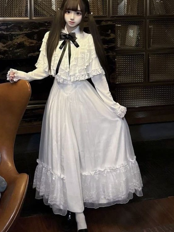 Gaun Maxi Putih Bergaya Jepang - Women Formal Wear With Skirt ulasan dan harga
