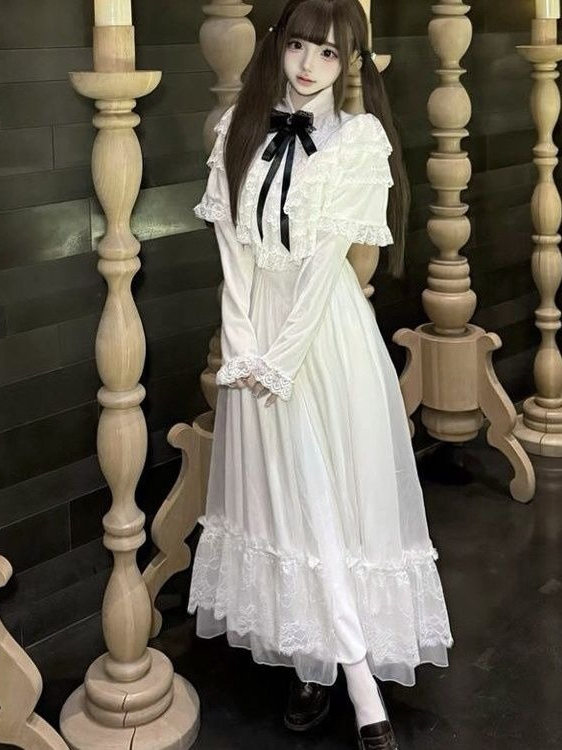 Gaun Maxi Putih Bergaya Jepang - Women Formal Wear With Skirt ulasan dan harga