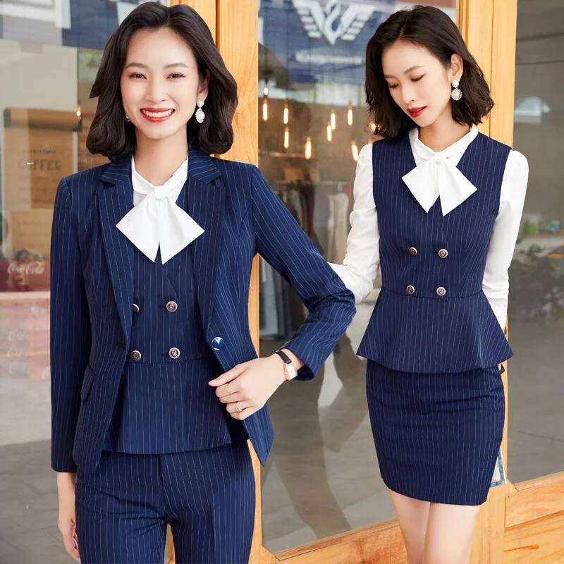 Setelan Bisnis Formal Bergaris - Women'S Formal Wear Pantsuits ulasan dan harga