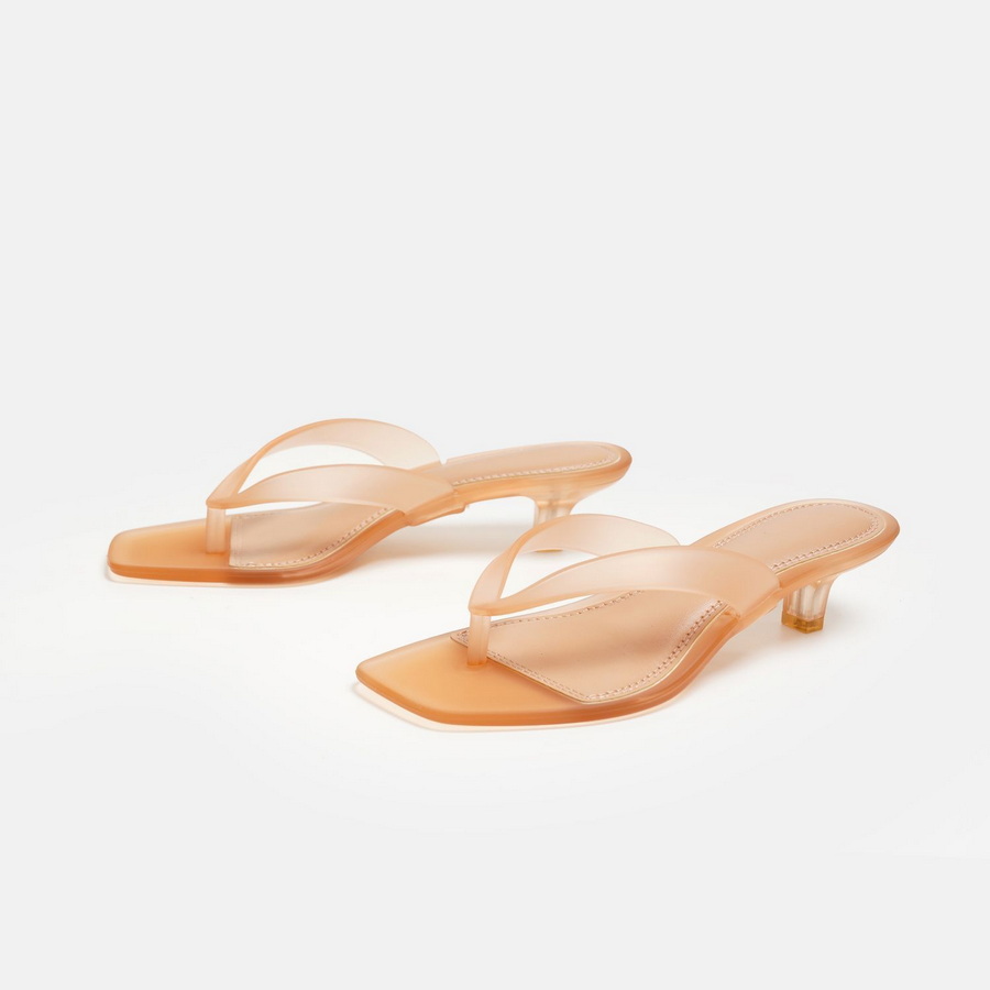 Sandal Thong PVC Hijau Zaitun  - Kitten Heel Women ulasan dan harga