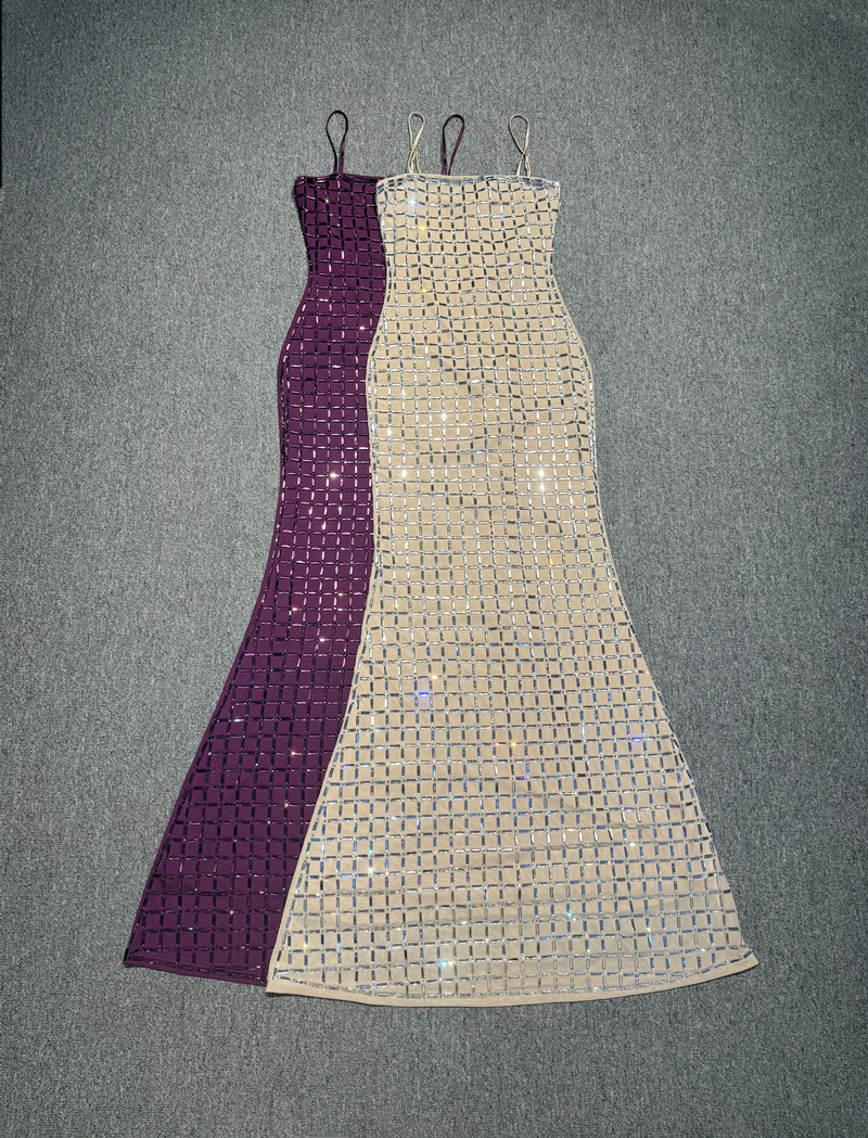 Gaun Prom Wanita Kristal Ungu  - Women Formal Wear With Skirt ulasan dan harga
