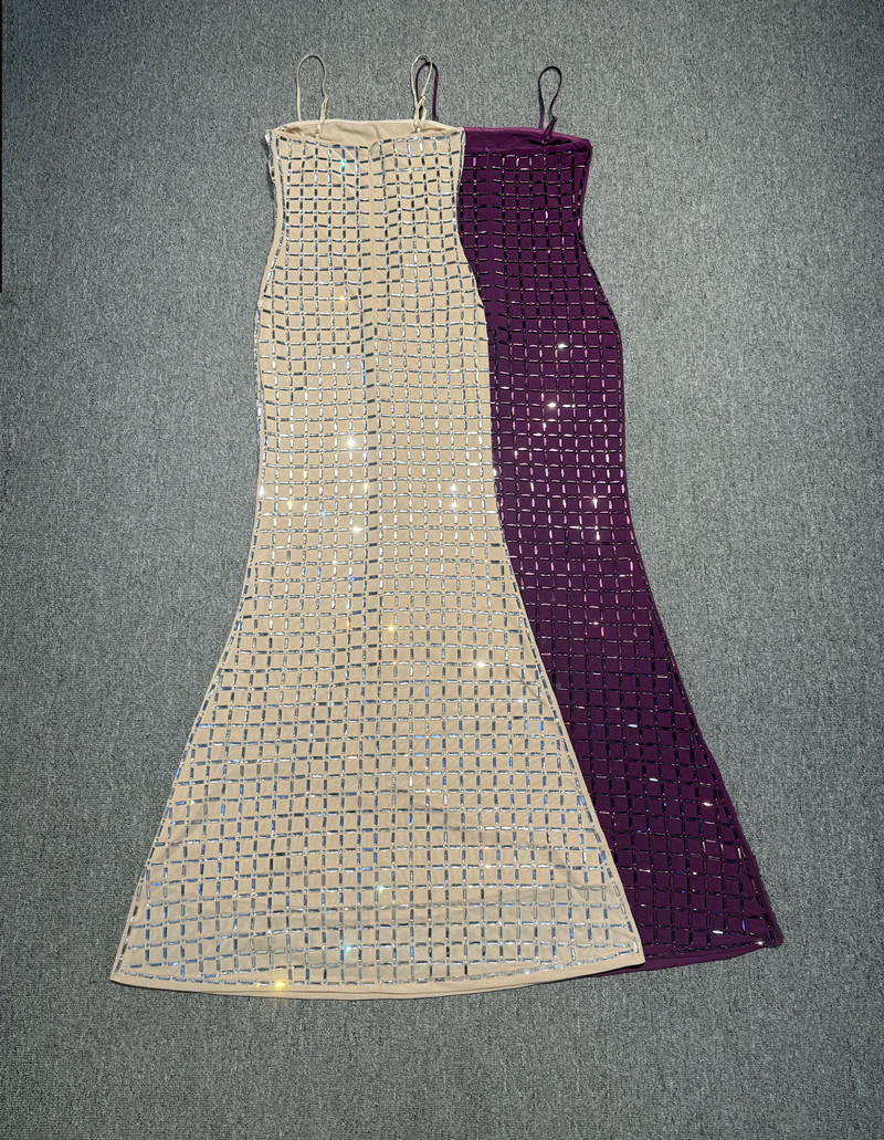 Gaun Prom Wanita Kristal Ungu  - Women Formal Wear With Skirt ulasan dan harga