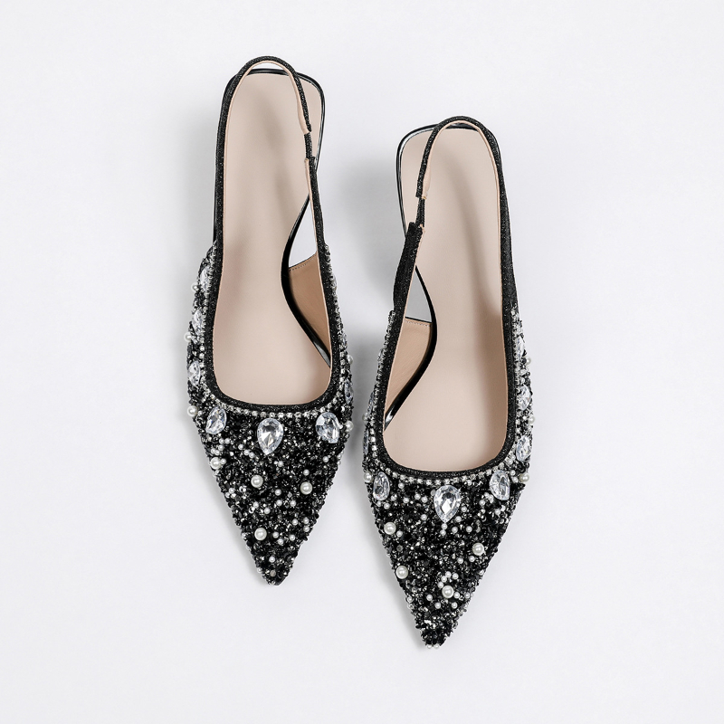 Sandal Kristal Tertutup di Bag - Kitten Heel Women ulasan dan harga